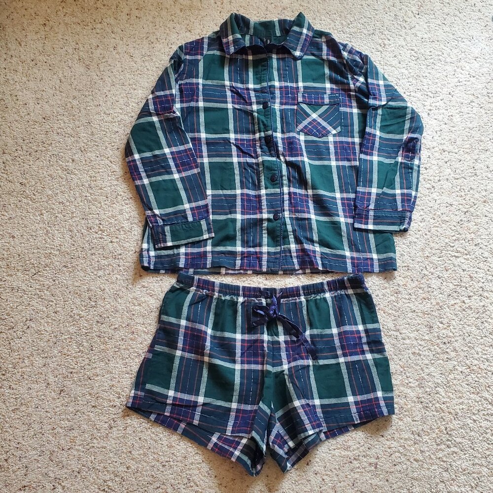 Cotton Plaid Pajama Set sz L